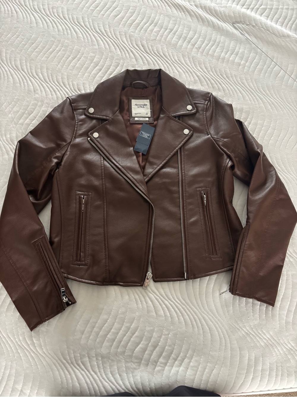 Abercrombie & Fitch Chocolate Brown Faux Leather Moto Jacket